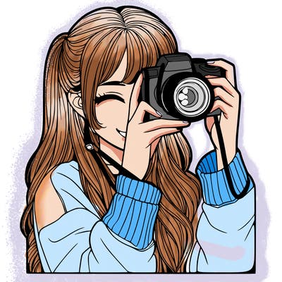 realistic girl taking a picture