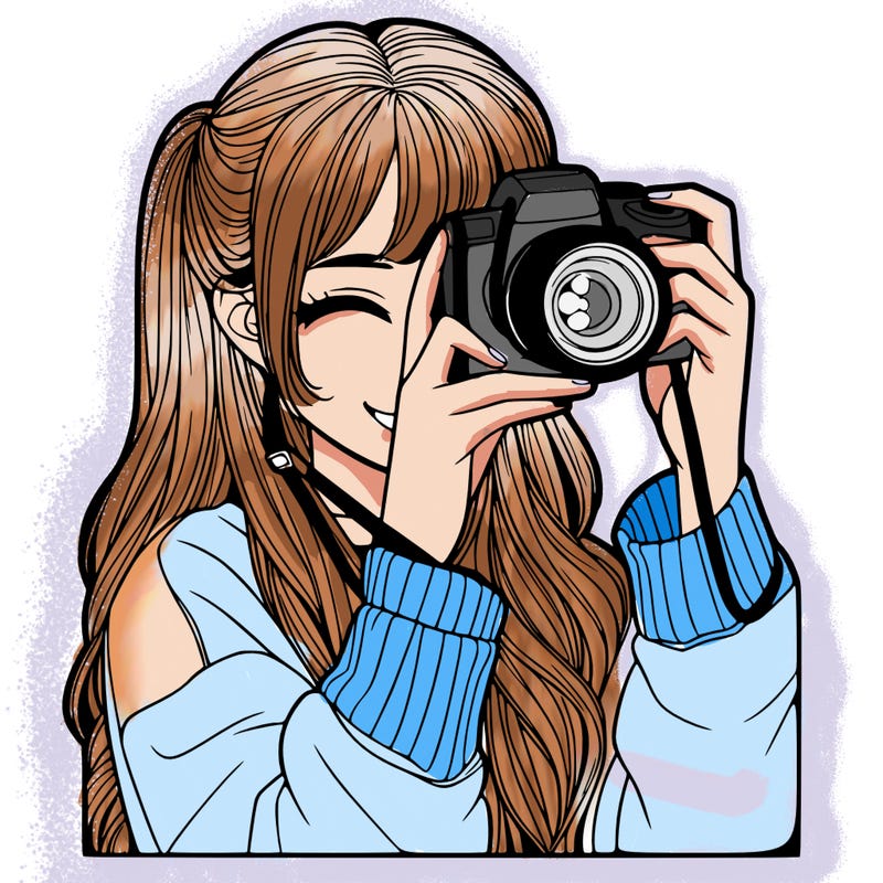 realistic girl taking a picture
