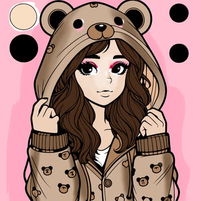 realistic girl in a animal pjs hoodie