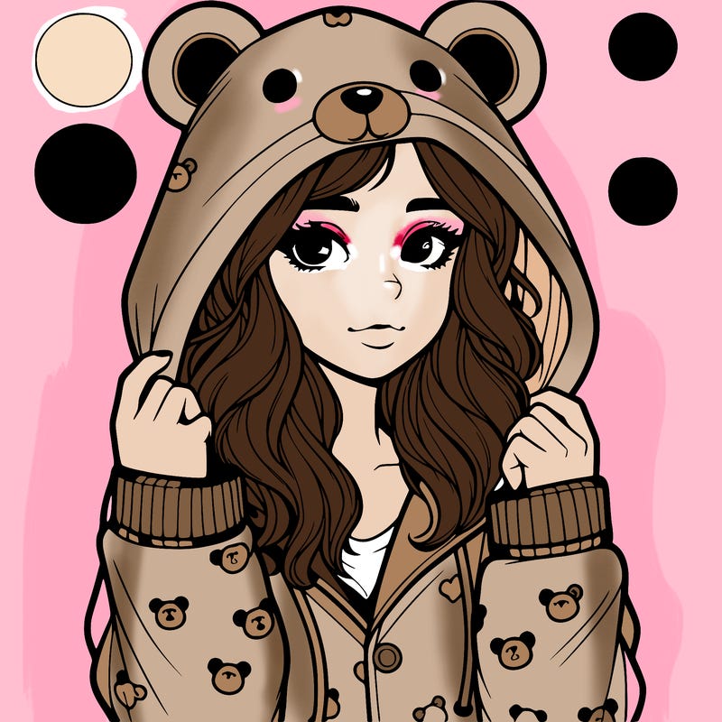 realistic girl in a animal pjs hoodie