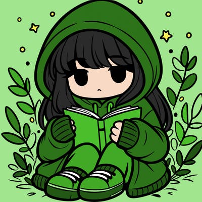 girl in oversized hoodie reading a book