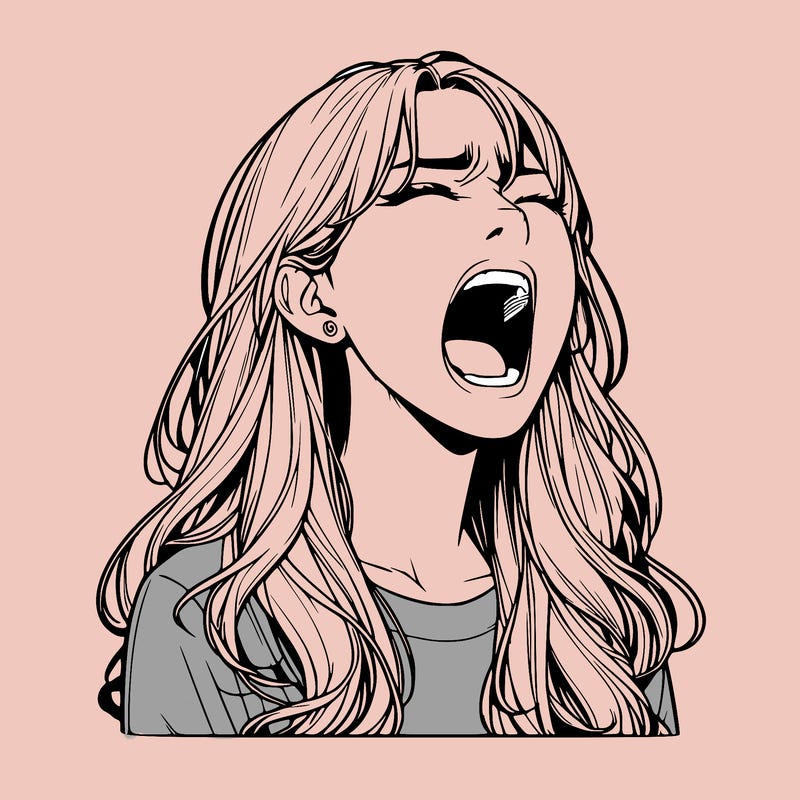 screaming realistic, girl