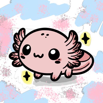 cute easy baby axolotl