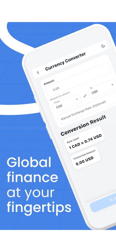 Budget and Financial Planner - Currency converter interface in the Budget and Financial Planner app
