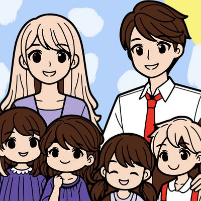 mom and 2 daughters and 1 son and dad