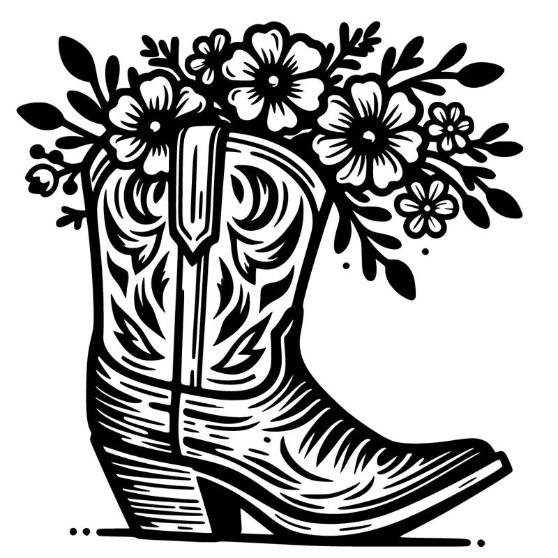 cowboy boot with flowers coming out the top