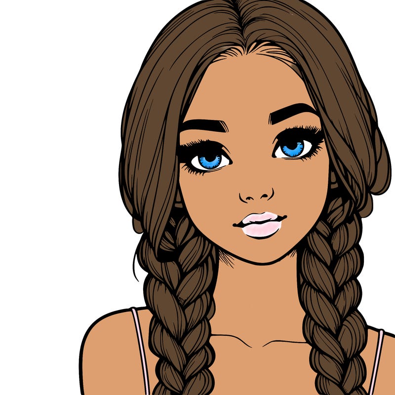 realistic girl with braids
