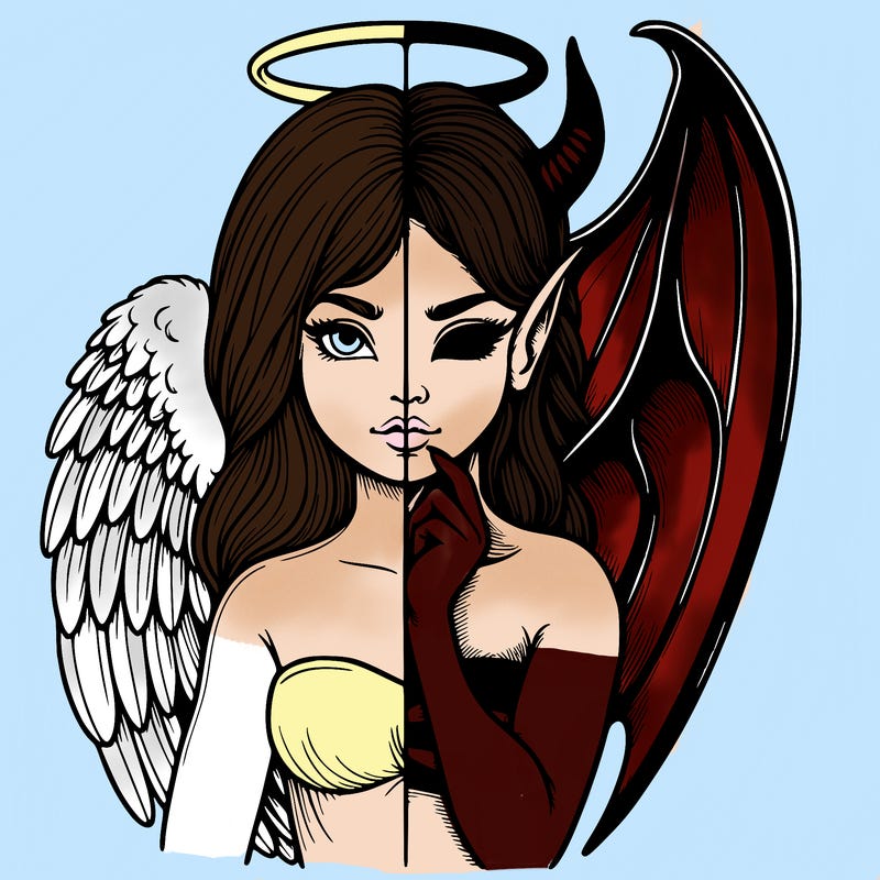 realistic angel half demon