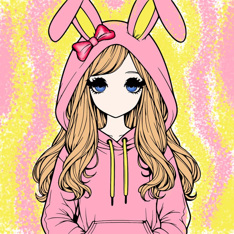 realistic lady in bunny hoodie