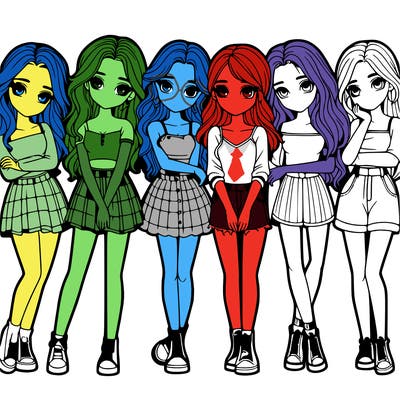 a group of girls realistic