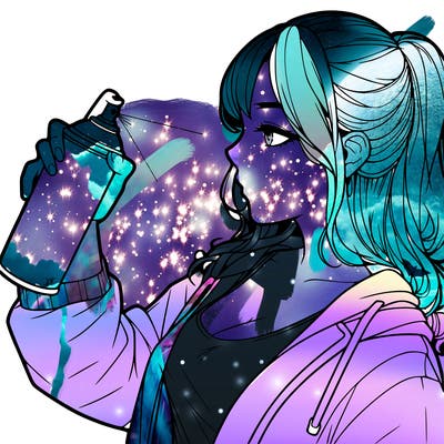 a realistic girl spray, painting