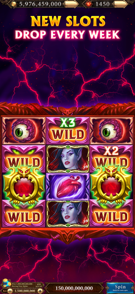 Scatter Slots Spielautomat im Dark-Fantasy-Stil mit Vampir- und Augen-Symbolen