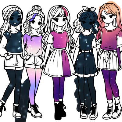 a group of five girls