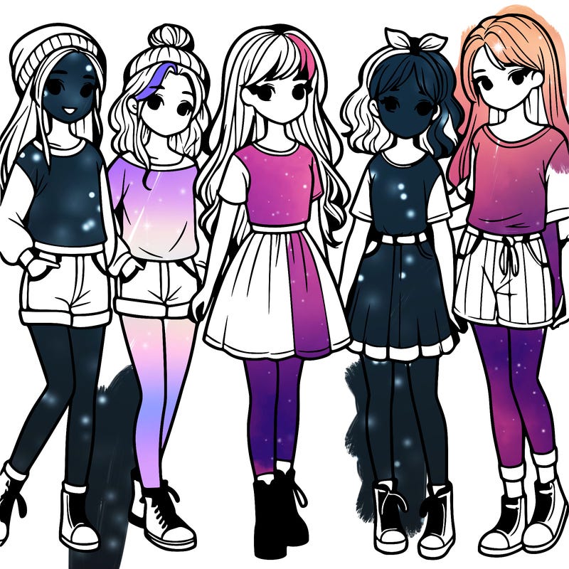 a group of five girls