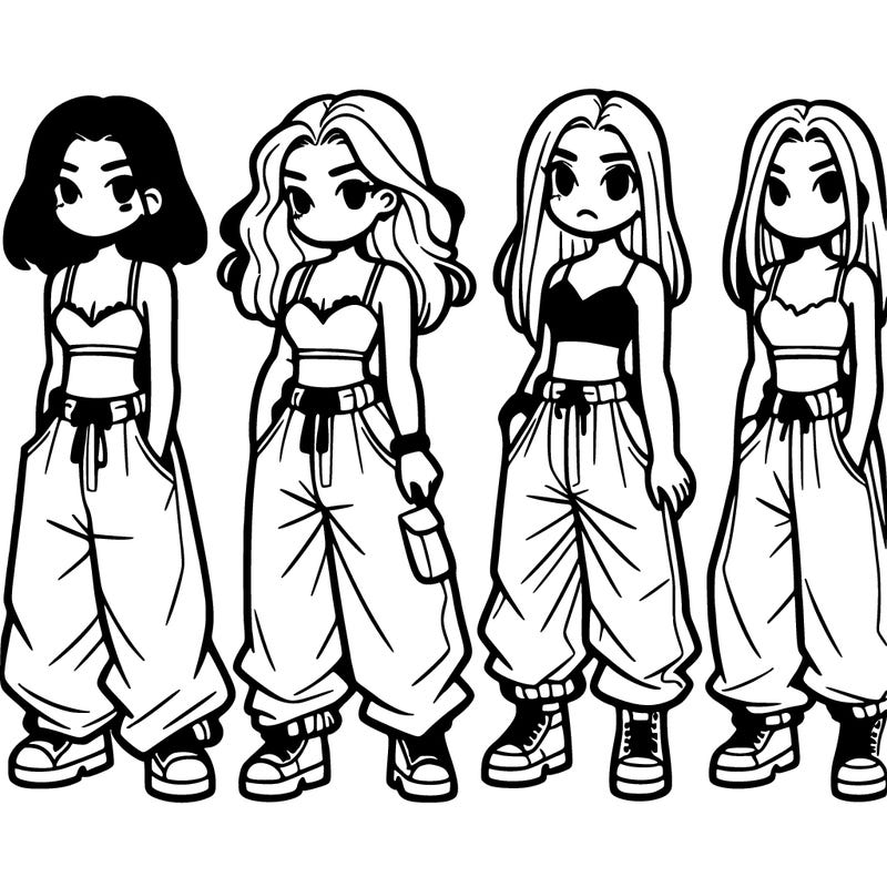 girls in baggy pants and crop top