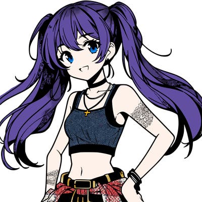 anime girl wearing crop top
