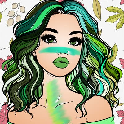 realistic girl with wavy hair and lips