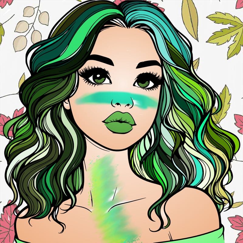 realistic girl with wavy hair and lips