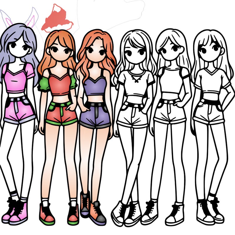 a group of girls wearing crop tops and shorts