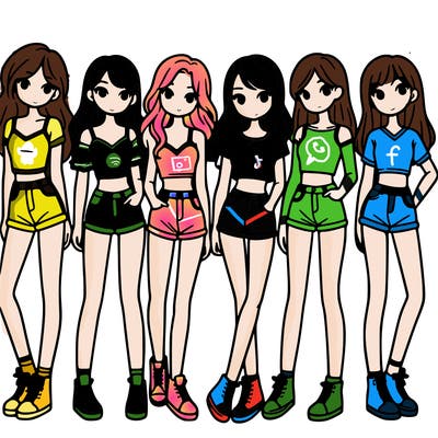 a group of girls wearing crop tops and shorts