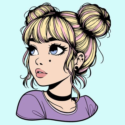 realistic girl with spacebuns
