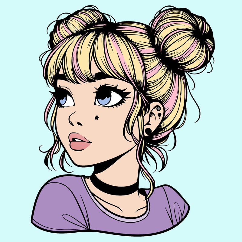 realistic girl with spacebuns