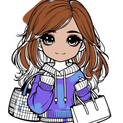 realistic girl with bags