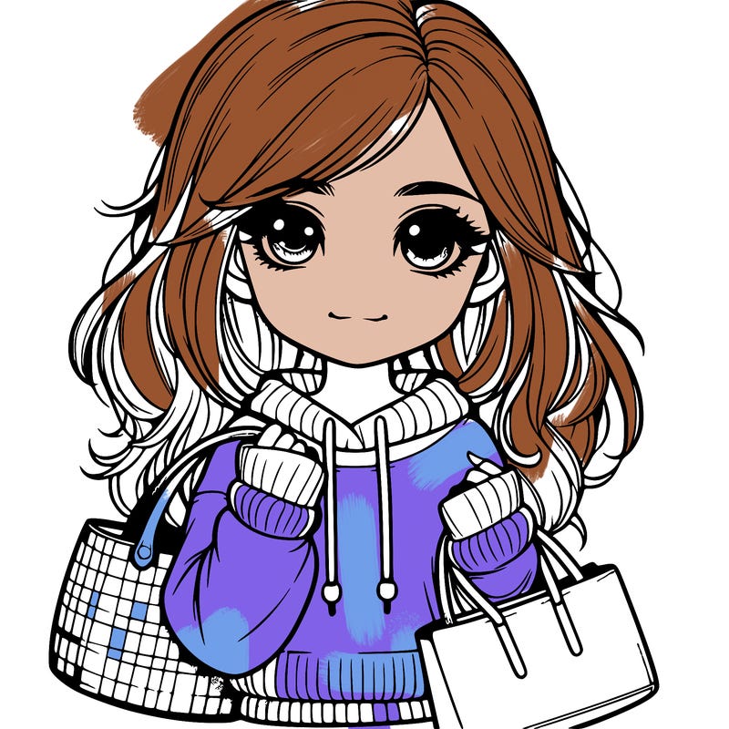 realistic girl with bags