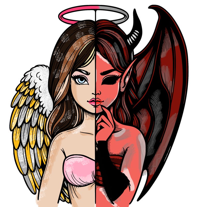 realistic angel half demon