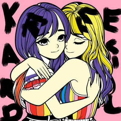 realistic girls hugging