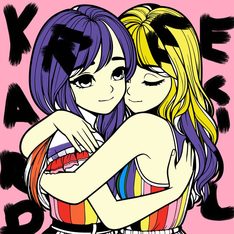 realistic girls hugging