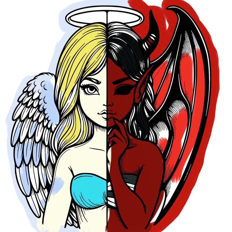 realistic angel half demon