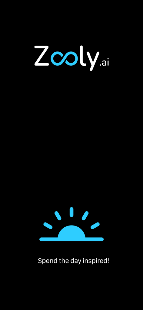 Zooly AI - Zooly AI splash screen with logo and sunrise icon on black background