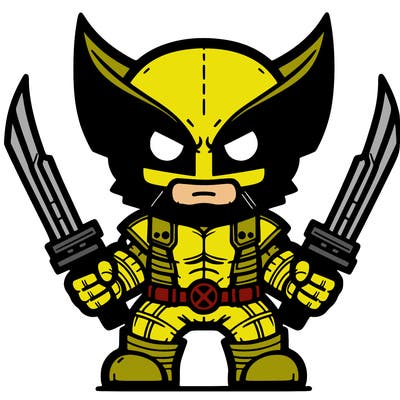 wolverine the xman character with two swords