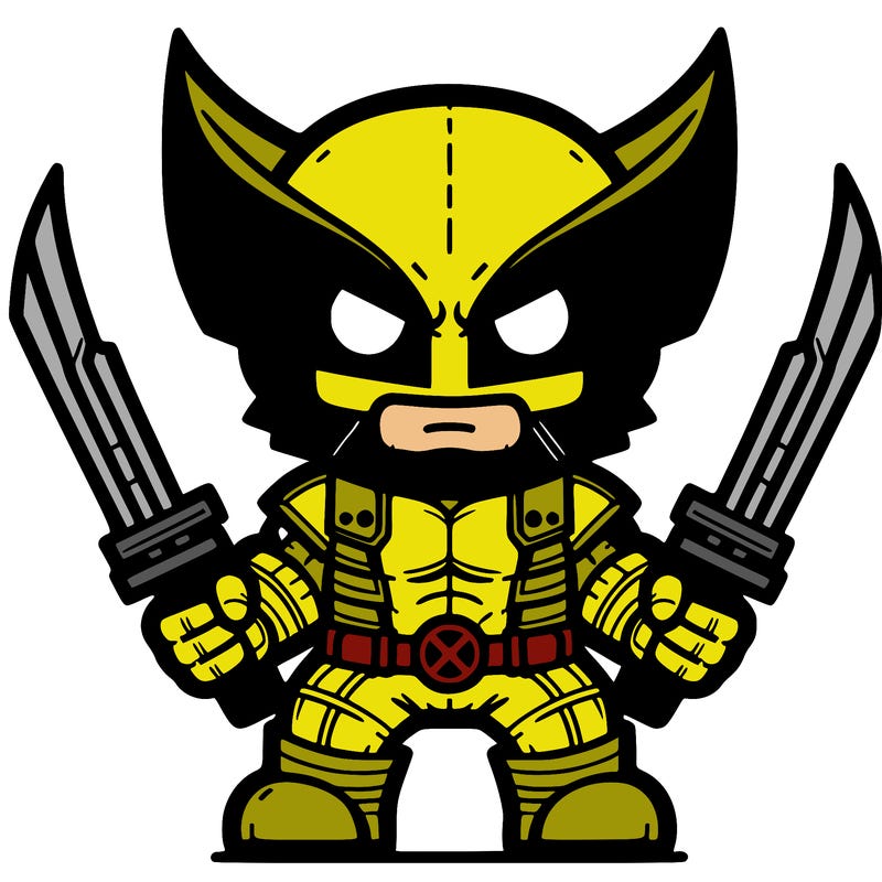 wolverine the xman character with two swords
