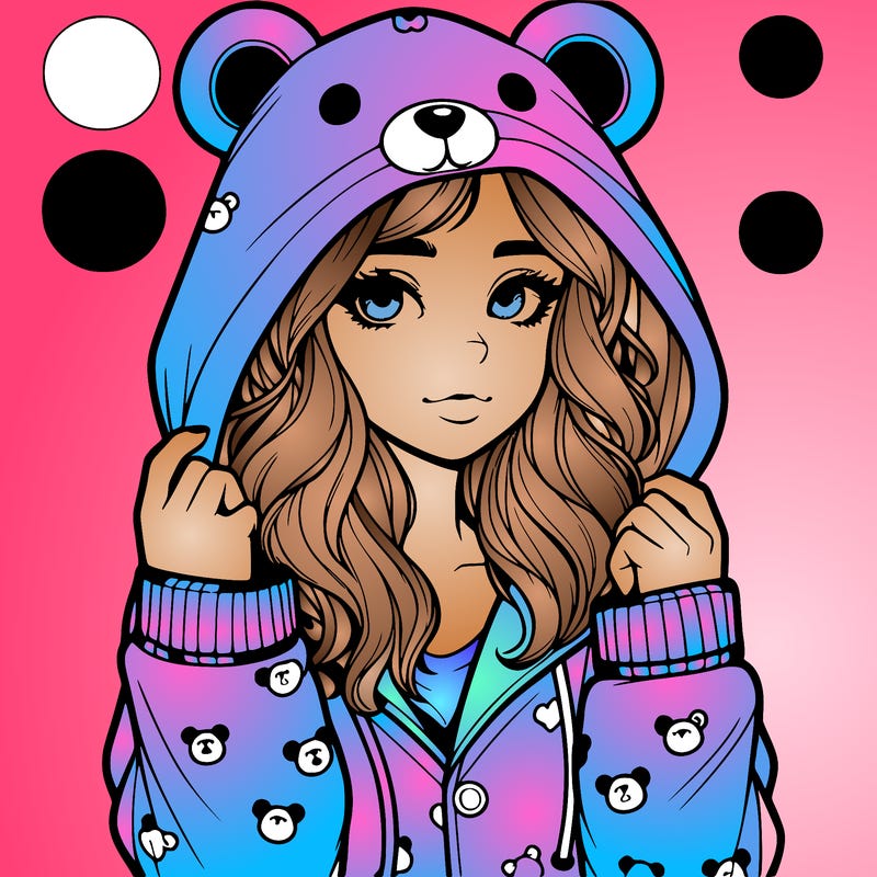 realistic girl in a animal pjs hoodie