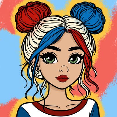 realistic girl with top buns