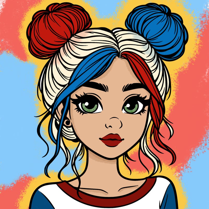 realistic girl with top buns
