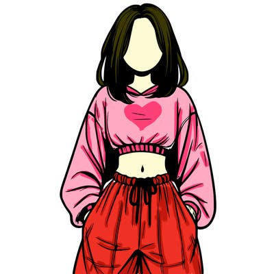 realistic girl faceless with baggy pants and a crop top