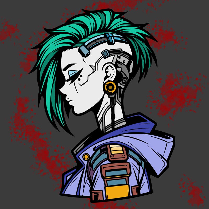 cyber-punk girl with sidecut hair