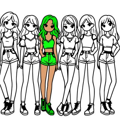 a group of girls wearing crop tops and shorts