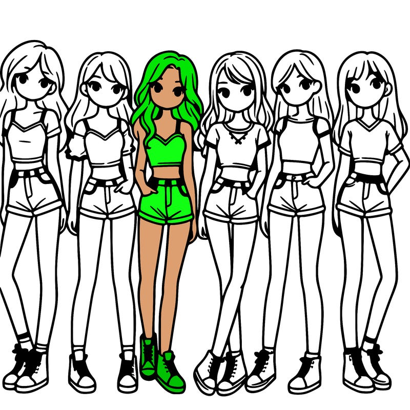 a group of girls wearing crop tops and shorts