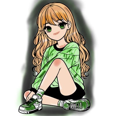 girl sitting realistic