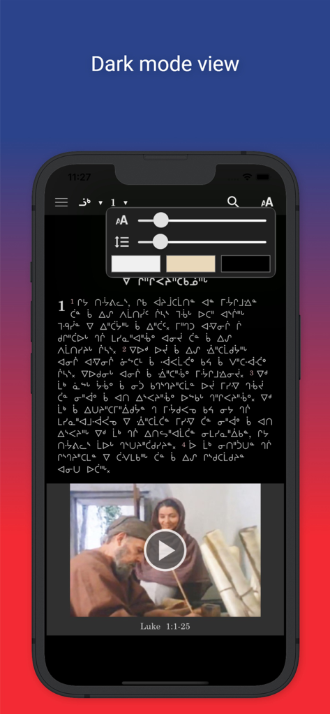 Scripture Earth - Scripture Earth mobile app interface in dark mode showing scripture text and video content.