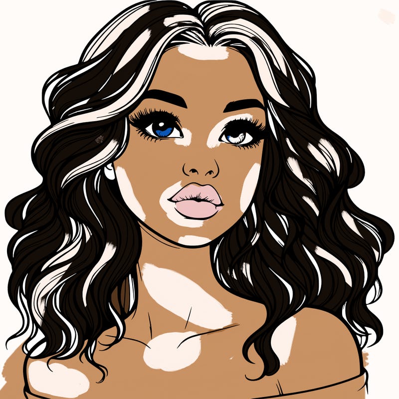 realistic girl with wavy hair and lips