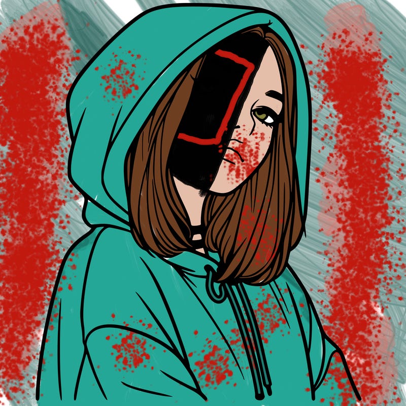 a realistic girl in a hoodie