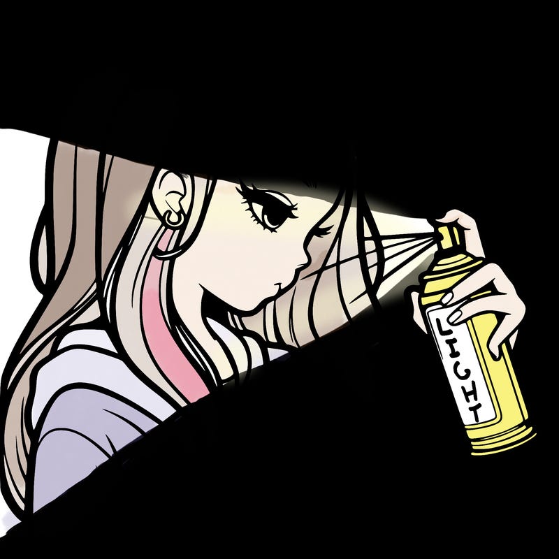 a realistic girl spray painting