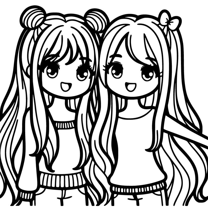 two girl bestfriends with long hair