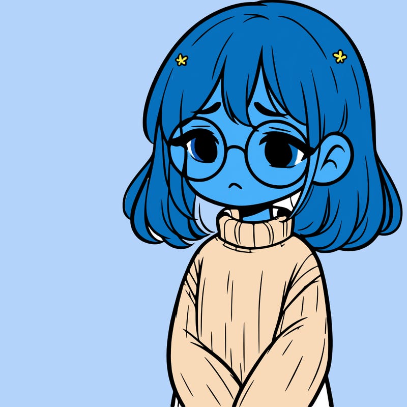 sad girl with glasses in a sweater