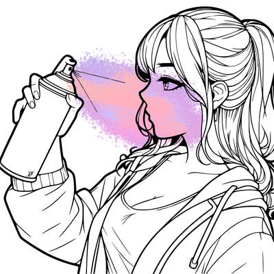 a realistic girl spray, painting